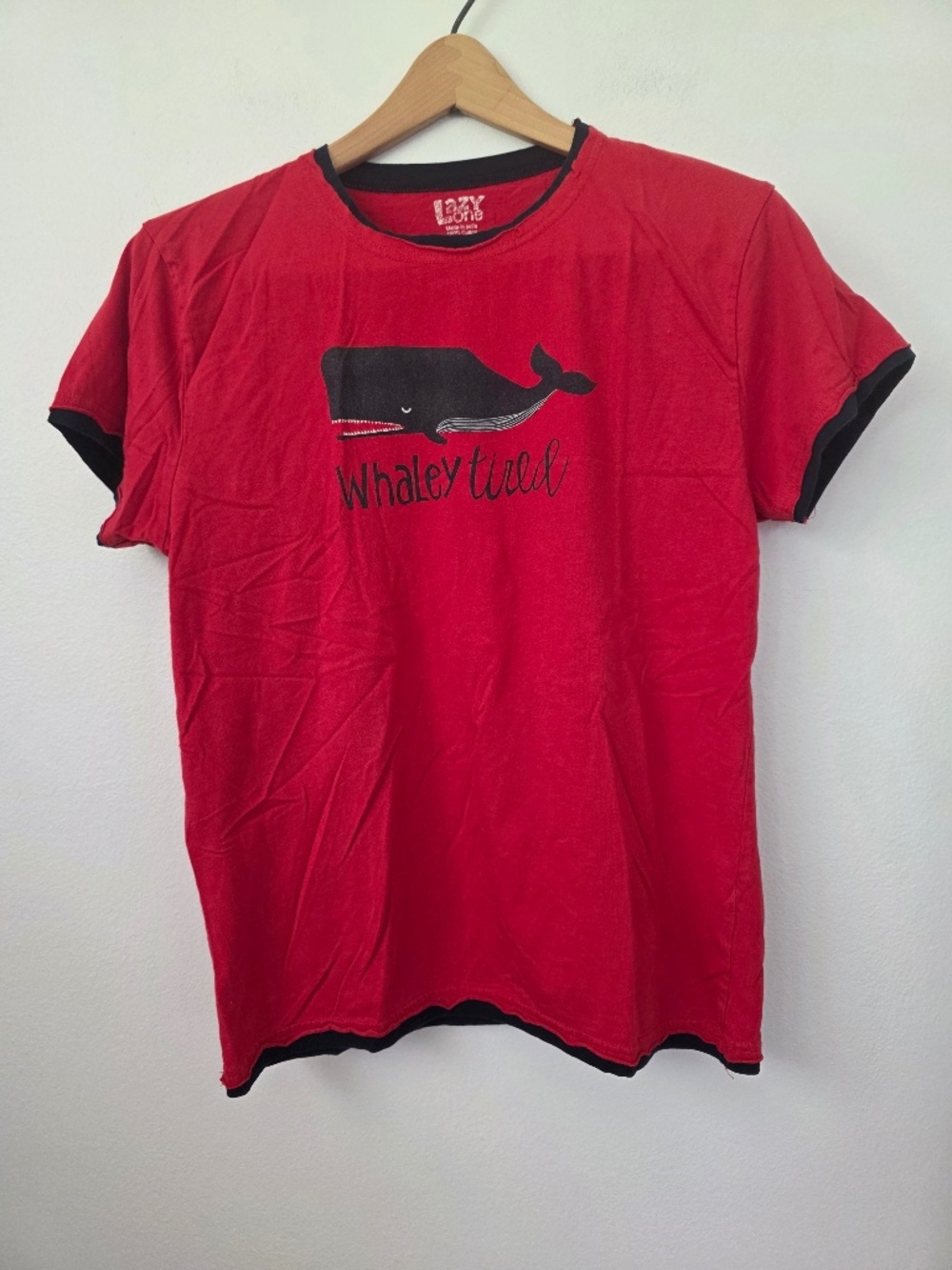 Women's "Whaley Tired" Red Sleep Short-Sleeve T-Shirt - Small